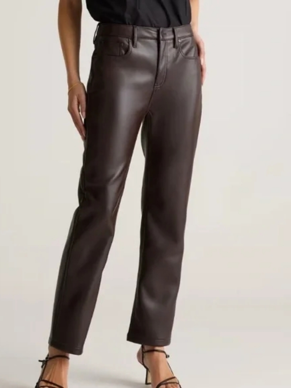 GAP Dark Brown Faux Leather Straight Leg Pants